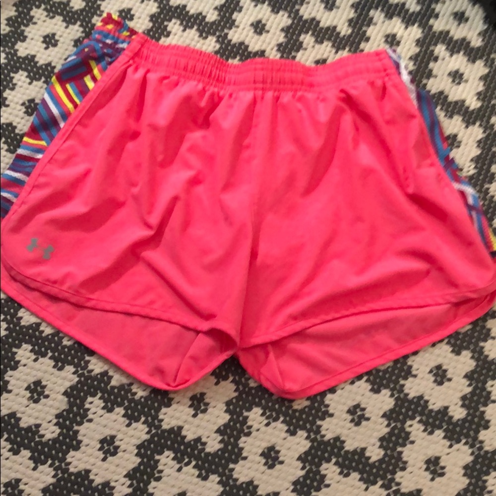 Neon pink under armour shorts